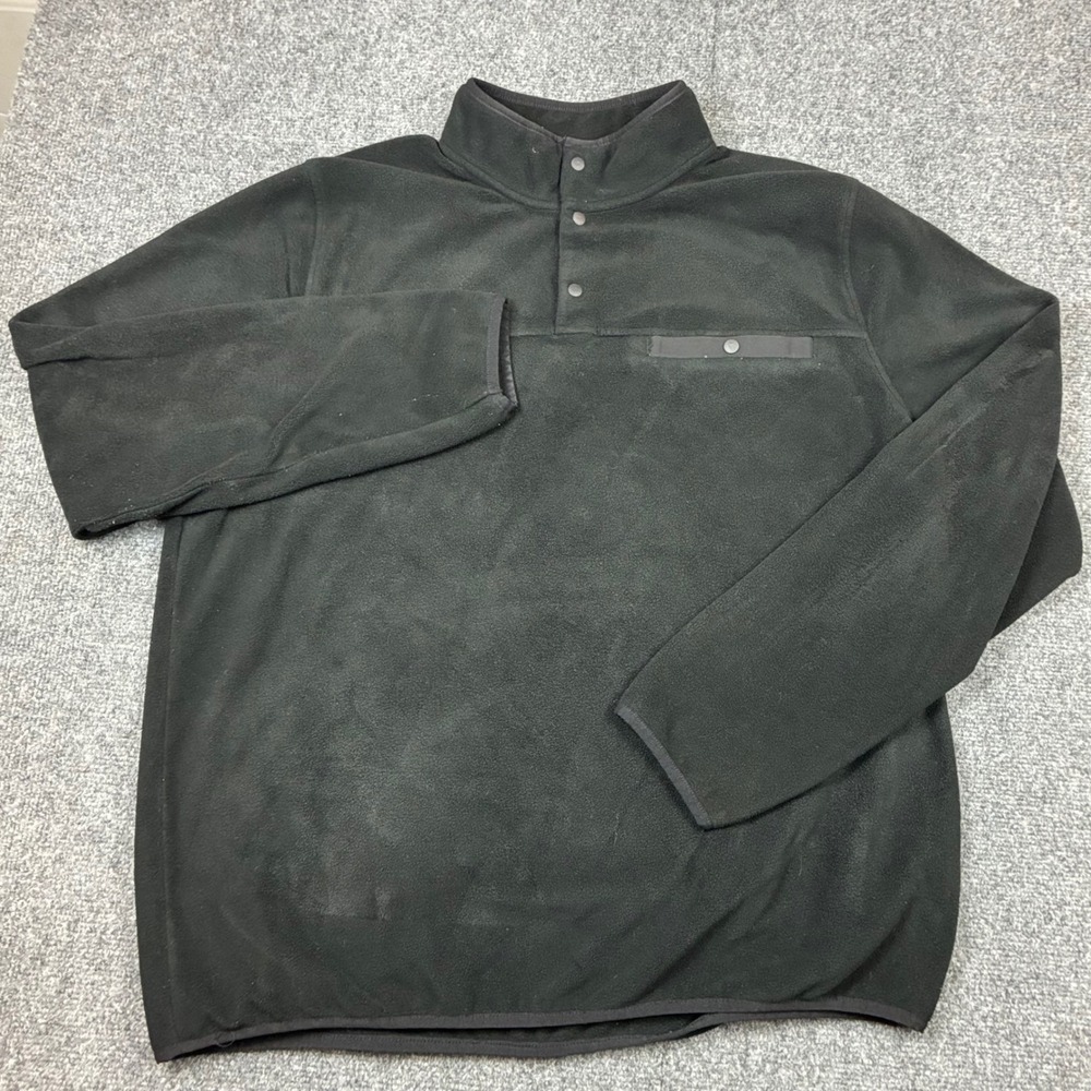 32 Degrees Heat Mens Size XL Black Fleece Snap Mock Neck Pullover Sweater Pocket